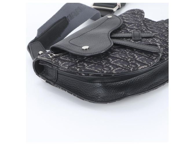 Borsa a tracolla Christian Dior Oblique Saddle in pelle Nero - vista 6