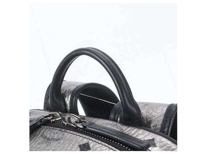 MCM Visetos Leather Backpack/Rucksack/Shoulder Bag Black Silvery - view 2
