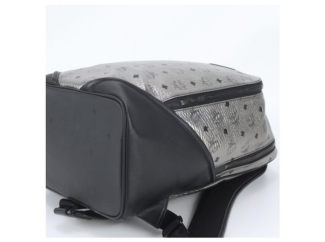 MCM Visetos Leather Backpack/Rucksack/Shoulder Bag Black Silvery - view 4
