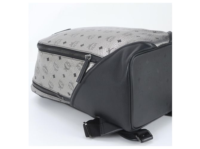 MCM Visetos Leather Backpack/Rucksack/Shoulder Bag Black Silvery - view 5