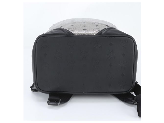 MCM Visetos Leather Backpack/Rucksack/Shoulder Bag Black Silvery - view 6