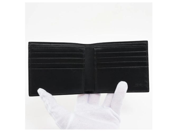 Fendi Zucca Leather Bi-fold Wallet Black - view 3