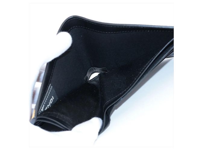 Fendi Zucca Leather Bi-fold Wallet Black - view 4