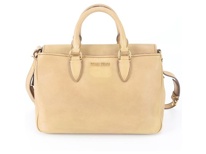 Bolsa de Ombro 2-Way em Couro Vitello Miu Miu Marrom - vista 4
