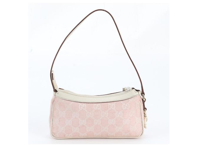 Borsa a tracolla Gucci GG Canvas Leather Rosa Bianco - vista 2