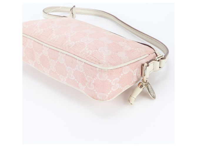 Borsa a tracolla Gucci GG Canvas Leather Rosa Bianco - vista 4
