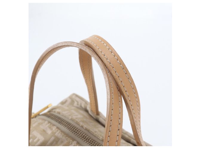 Borsa Tote Fendi Zucchino FF Canvas Leather Beige - vista 2