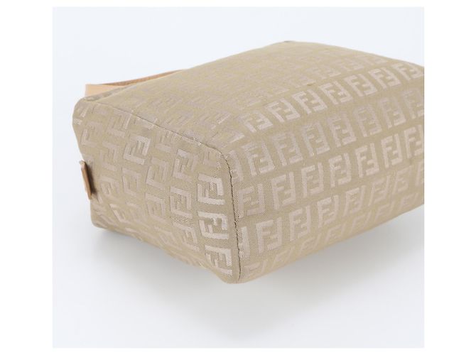 Borsa Tote Fendi Zucchino FF Canvas Leather Beige - vista 5