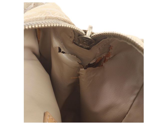 Borsa Tote Fendi Zucchino FF Canvas Leather Beige - vista 8