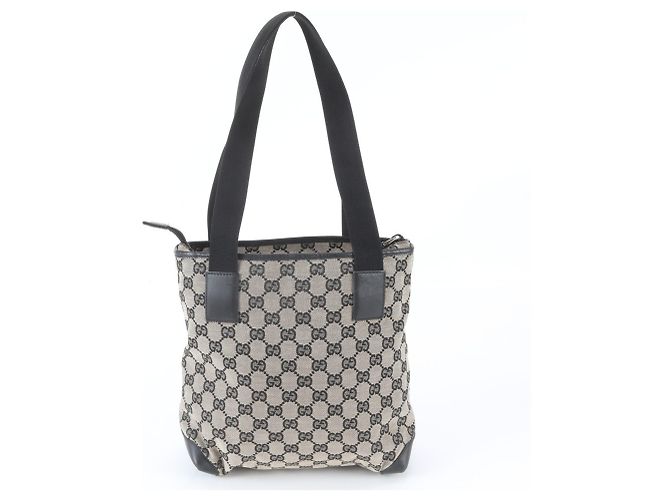 Gucci GG Canvas Leder Tote Bag Schwarz Beige - Ansicht 3
