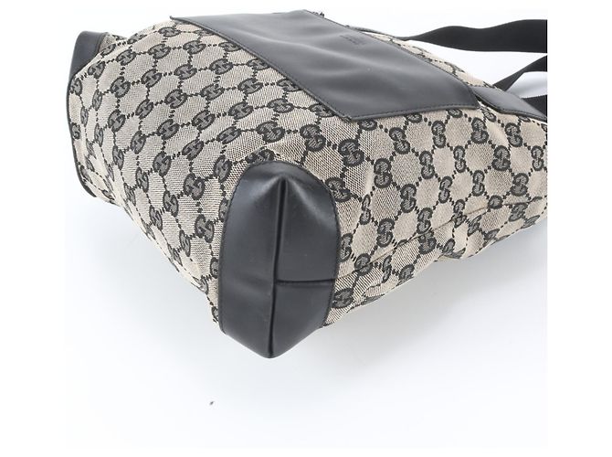Gucci GG Canvas Leder Tote Bag Schwarz Beige - Ansicht 4