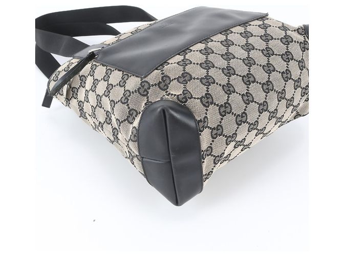 Gucci GG Canvas Leder Tote Bag Schwarz Beige - Ansicht 5
