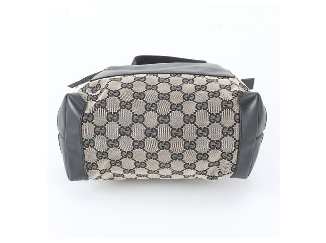Gucci GG Canvas Leder Tote Bag Schwarz Beige - Ansicht 6