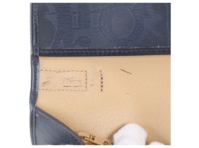 Borsa a tracolla 2-Way in pelle Christian Dior Trotter Blu navy - vista 9