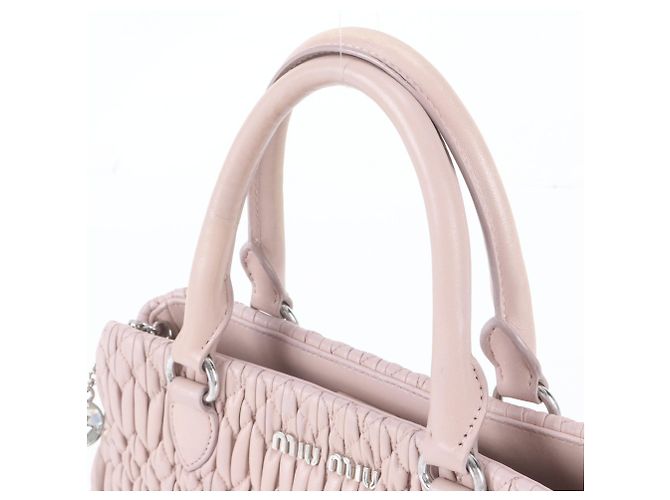 Borsa Tote Miu Miu Matelassé in pelle Nappa e cristalli Rosa - vista 2