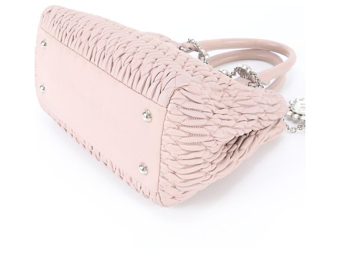 Borsa Tote Miu Miu Matelassé in pelle Nappa e cristalli Rosa - vista 4