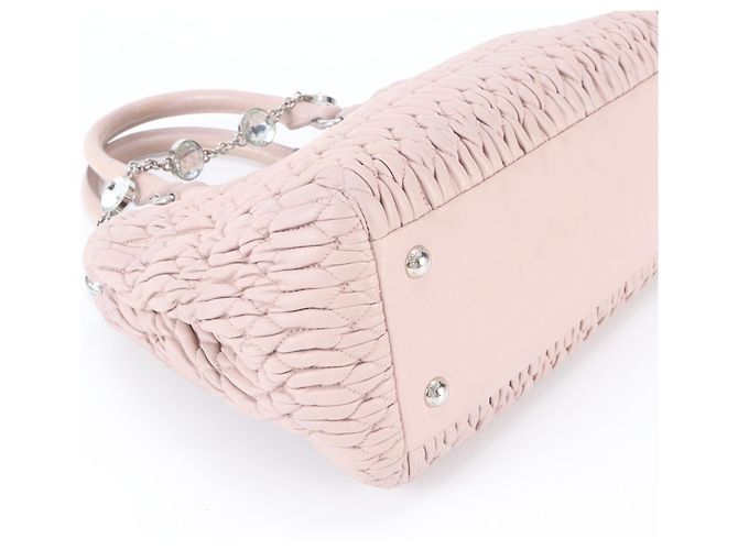 Borsa Tote Miu Miu Matelassé in pelle Nappa e cristalli Rosa - vista 5