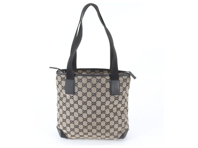 Borsa Tote Gucci in tela GG e pelle Marrone Nero - vista 3