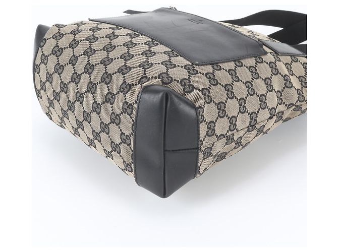 Borsa Tote Gucci in tela GG e pelle Marrone Nero - vista 4