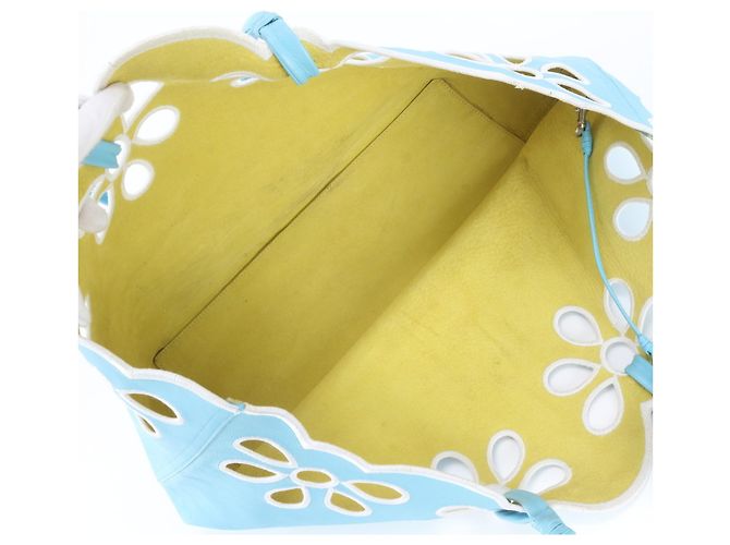 Céline Borsa Tote in pelle Celine con motivo floreale Blu - vista 7