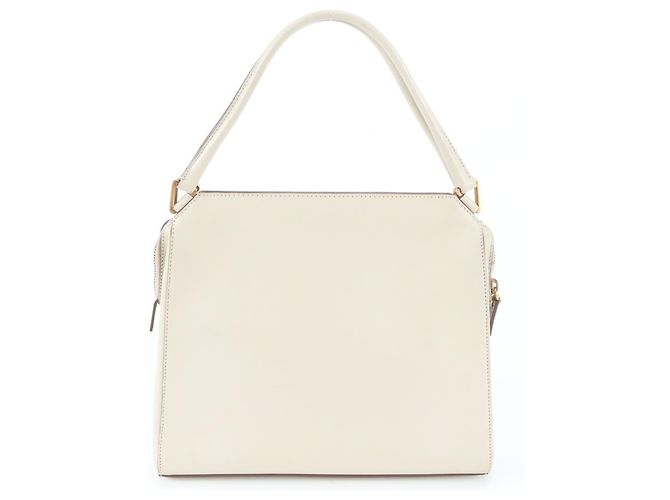 Tote Sac à main cabas Prada B11026 en cuir Écru - vue 3