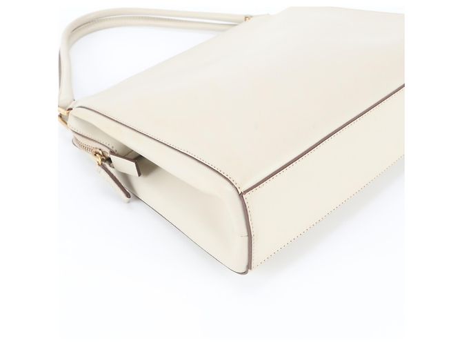 Tote Sac à main cabas Prada B11026 en cuir Écru - vue 5
