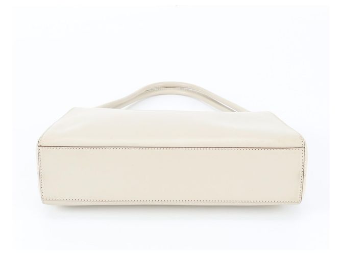 Tote Sac à main cabas Prada B11026 en cuir Écru - vue 6