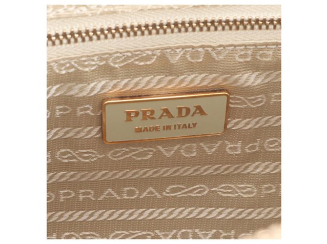 Tote Sac à main cabas Prada B11026 en cuir Écru - vue 8