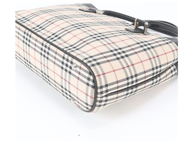 Burberry Nova Check Ledertote Schwarz Beige - Ansicht 4