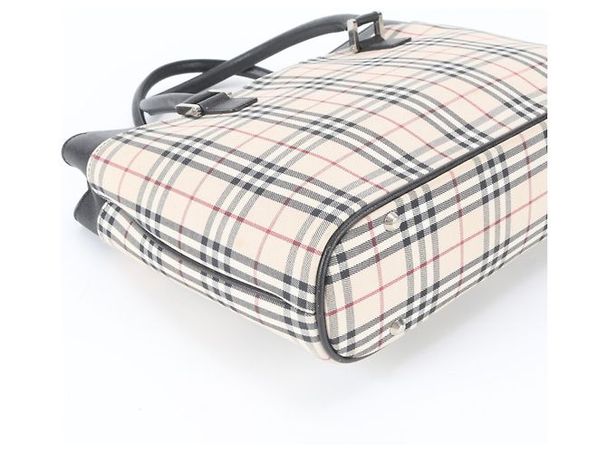 Burberry Nova Check Ledertote Schwarz Beige - Ansicht 5