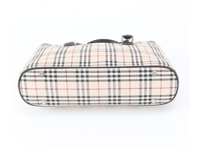 Burberry Nova Check Ledertote Schwarz Beige - Ansicht 6