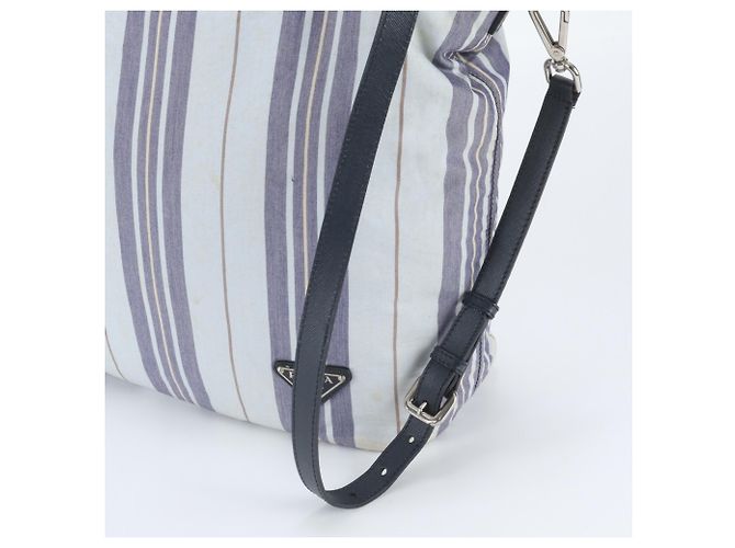 Tote Prada Triangle Logo Leder 2-Way Tasche Blau Marineblau - Ansicht 3