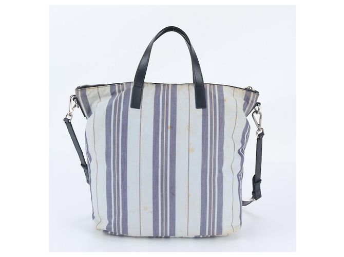 Tote Prada Triangle Logo Leder 2-Way Tasche Blau Marineblau - Ansicht 4