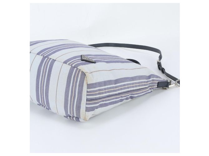 Tote Prada Triangle Logo Leder 2-Way Tasche Blau Marineblau - Ansicht 5