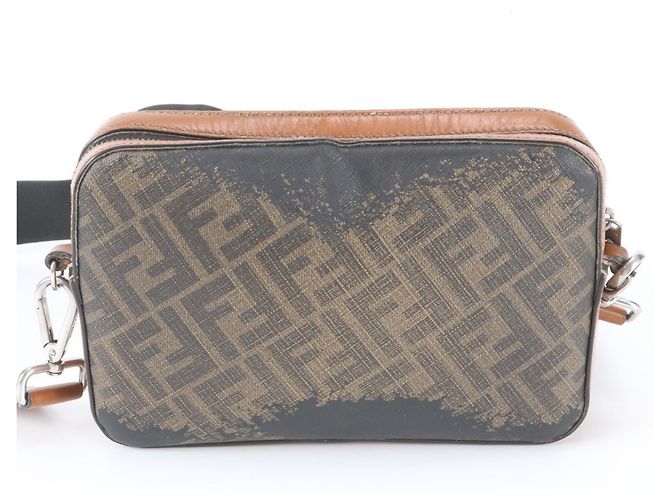 Borsa a tracolla Fendi Zucca in pelle Marrone Nero - vista 3