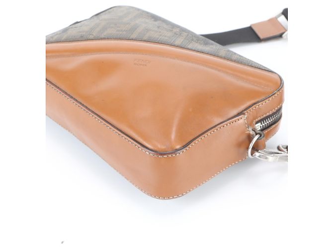 Borsa a tracolla Fendi Zucca in pelle Marrone Nero - vista 4