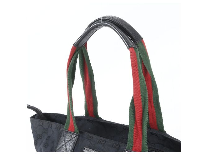 Gucci GG Canvas Leder Tote Bag Schwarz - Ansicht 2