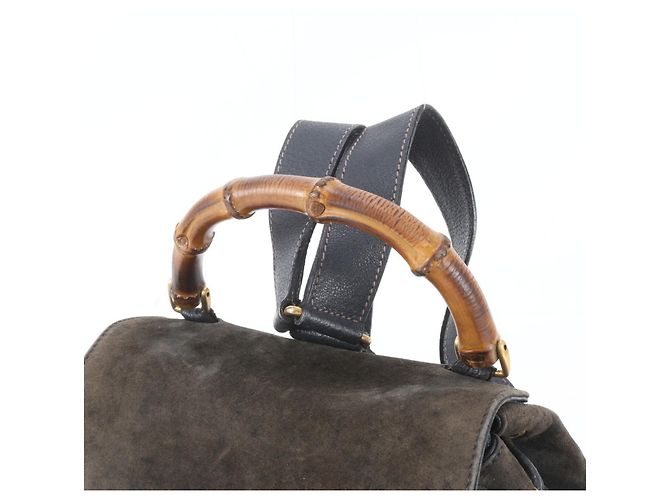 Gucci Bamboo 003 58 0016 Leder 2-Way Rucksack/Schultertasche Marineblau - Ansicht 2