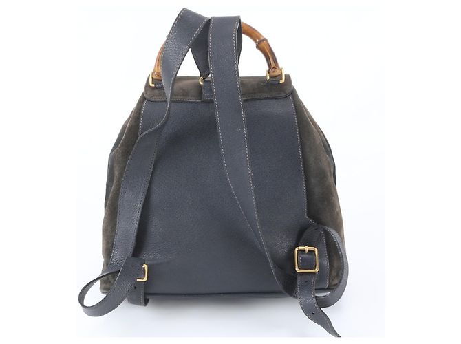 Gucci Bamboo 003 58 0016 Leder 2-Way Rucksack/Schultertasche Marineblau - Ansicht 3