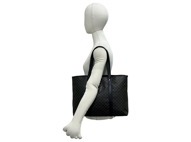 Céline Celine Vintage Macadam Blazon Pattern Triomphe Leather Tote Bag Brown Black - view 2