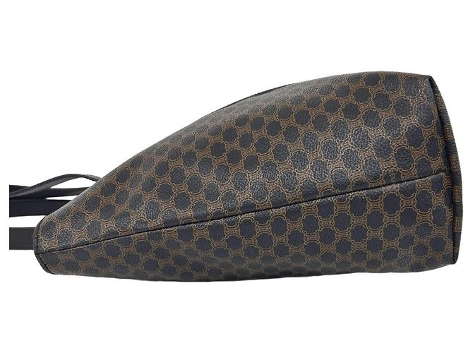 Céline Celine Vintage Macadam Blazon Pattern Triomphe Leather Tote Bag Brown Black - view 5