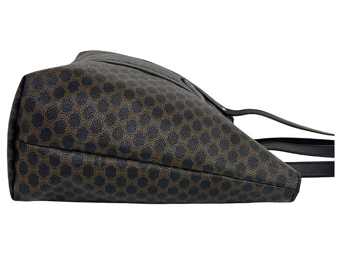 Céline Celine Vintage Macadam Blazon Pattern Triomphe Leather Tote Bag Brown Black - view 6