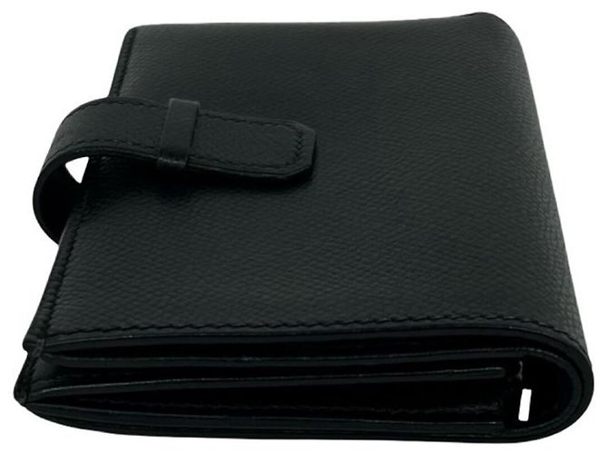 Hermès Hermes Jura Bi-fold Geldbörse aus schwarzem Epsom-Leder - Ansicht 4