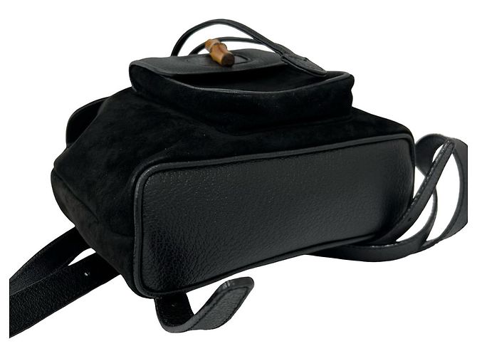 Zaino GUCCI Old Bamboo in pelle scamosciata Nero - vista 7