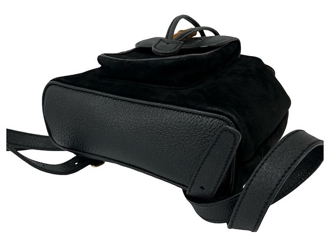 Zaino GUCCI Old Bamboo in pelle scamosciata Nero - vista 8