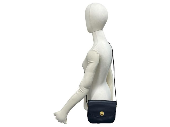 Céline Celine Vintage Starball Logo Hardware Leder Mini Schultertasche Marineblau - Ansicht 2