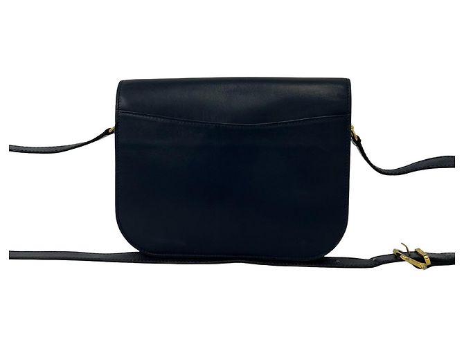 Céline Celine Vintage Starball Logo Hardware Leder Mini Schultertasche Marineblau - Ansicht 3