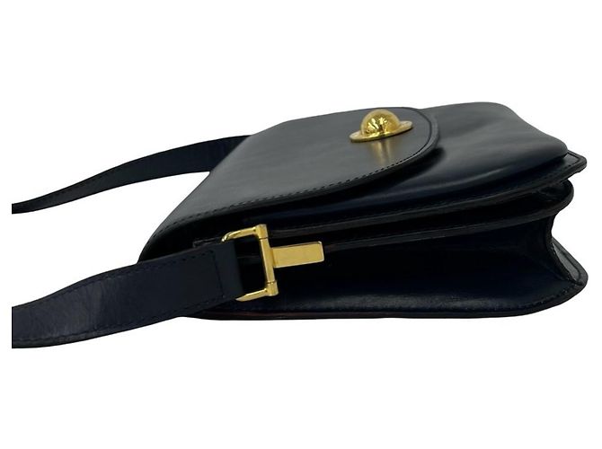 Céline Celine Vintage Starball Logo Hardware Leder Mini Schultertasche Marineblau - Ansicht 5