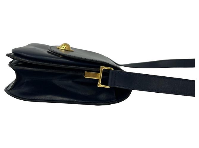 Céline Celine Vintage Starball Logo Hardware Leder Mini Schultertasche Marineblau - Ansicht 6