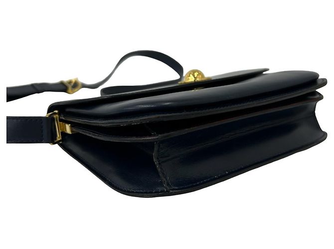 Céline Celine Vintage Starball Logo Hardware Leder Mini Schultertasche Marineblau - Ansicht 7